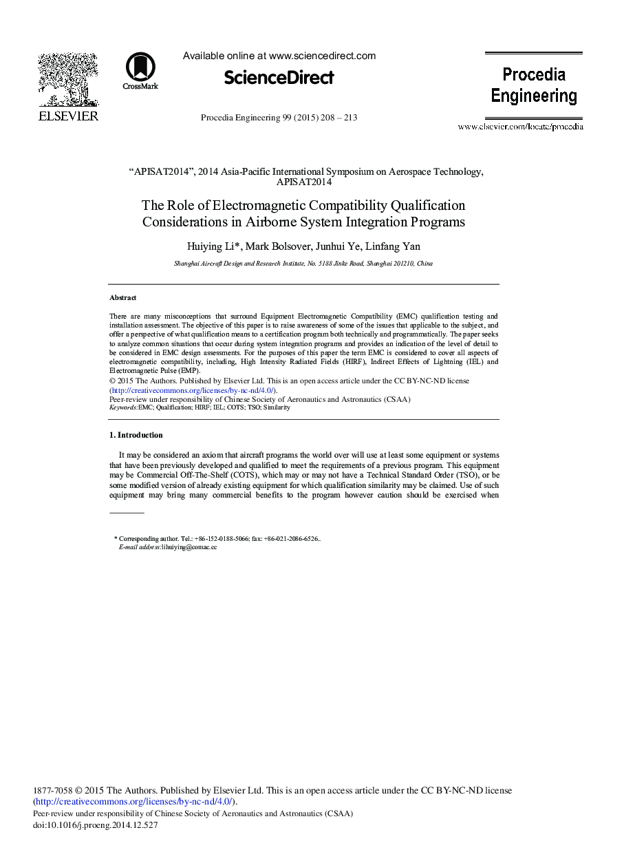 The Role of Electromagnetic Compatibility Qualification Considerations in Airborne System Integration Programs 