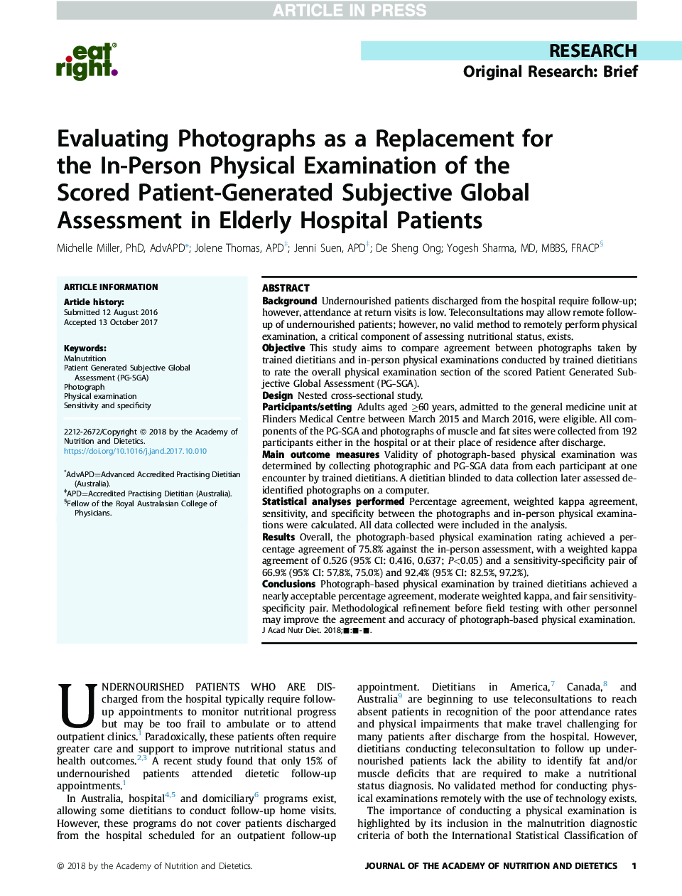 ارزیابی عکس ها به عنوان جایگزینی برای بررسی فیزیکی فردی از ارزیابی جهانی ذهنی تهیه شده توسط بیمار در بیماران سالمند 