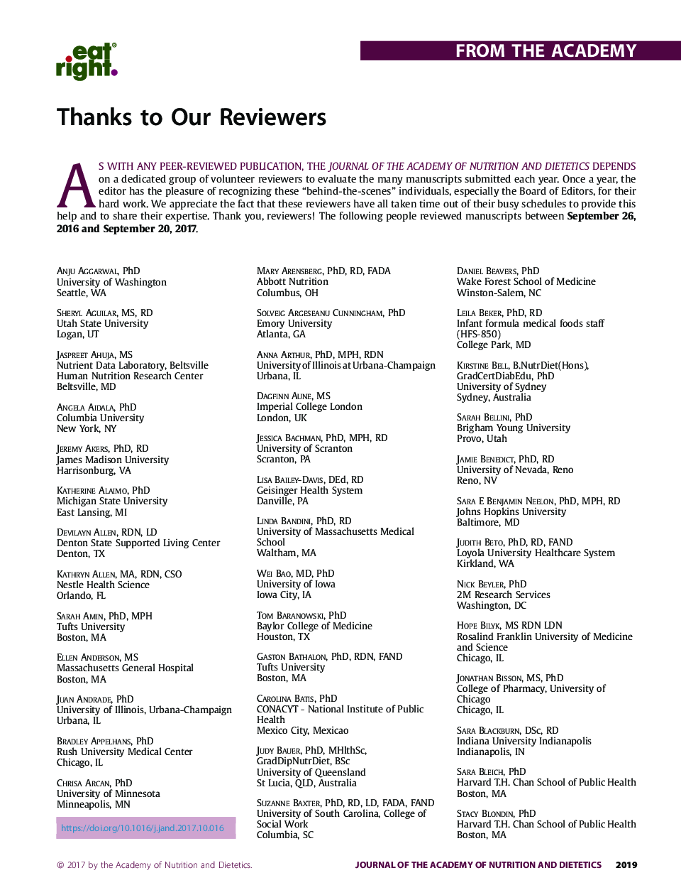 Thanks to Our Reviewers