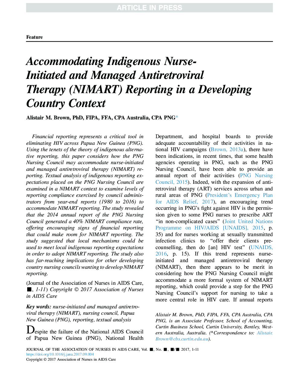 Accommodating Indigenous Nurse-Initiated and Managed Antiretroviral Therapy (NIMART) Reporting in a Developing Country Context