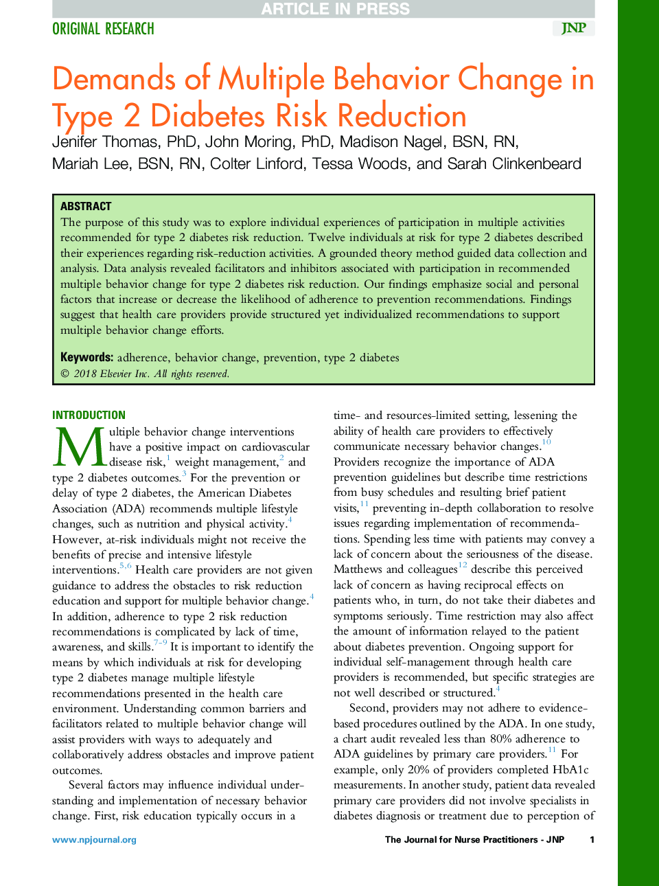 Demands of Multiple Behavior Change in Type 2 Diabetes Risk Reduction