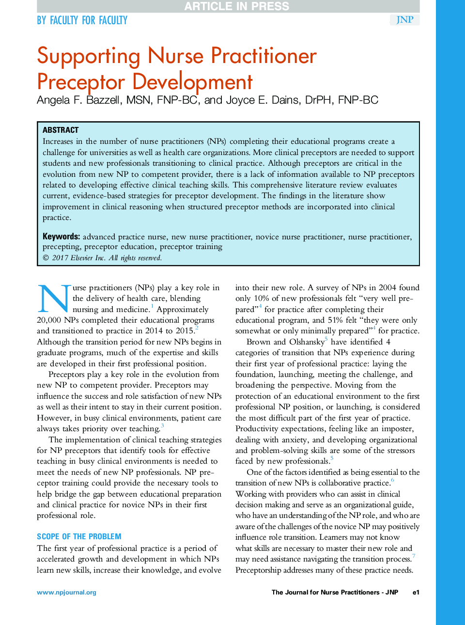 Supporting Nurse Practitioner PreceptorÂ Development