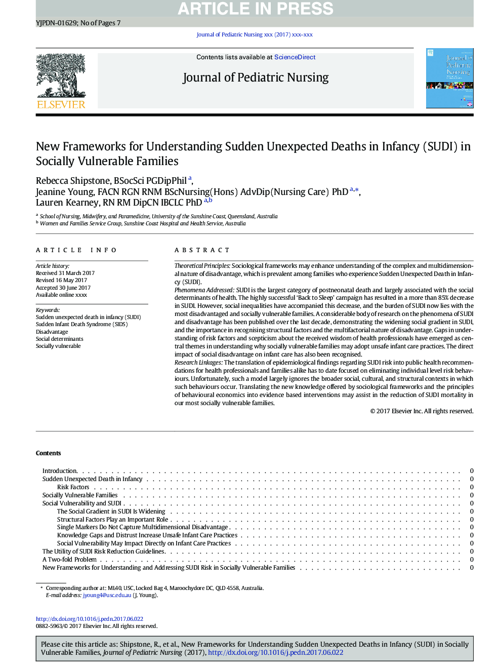 New Frameworks for Understanding Sudden Unexpected Deaths in Infancy (SUDI) in Socially Vulnerable Families