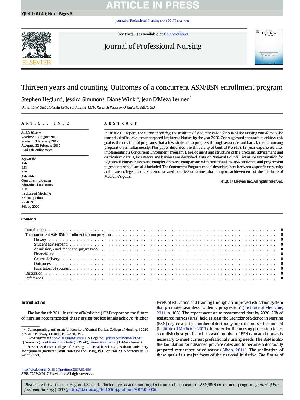 Thirteen years and counting: Outcomes of a concurrent ASN/BSN enrollment program