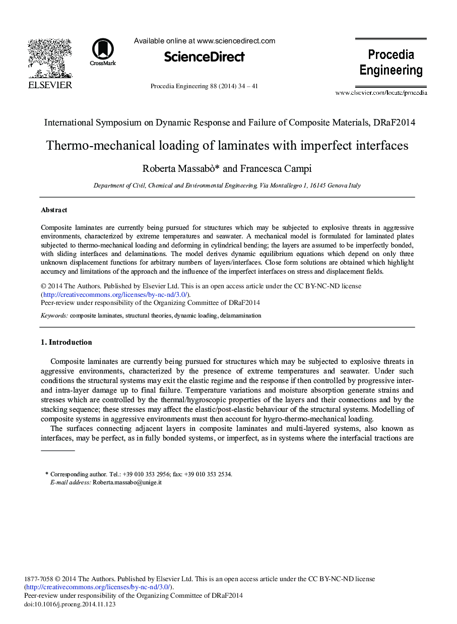 Thermo-mechanical Loading of Laminates with Imperfect Interfaces 