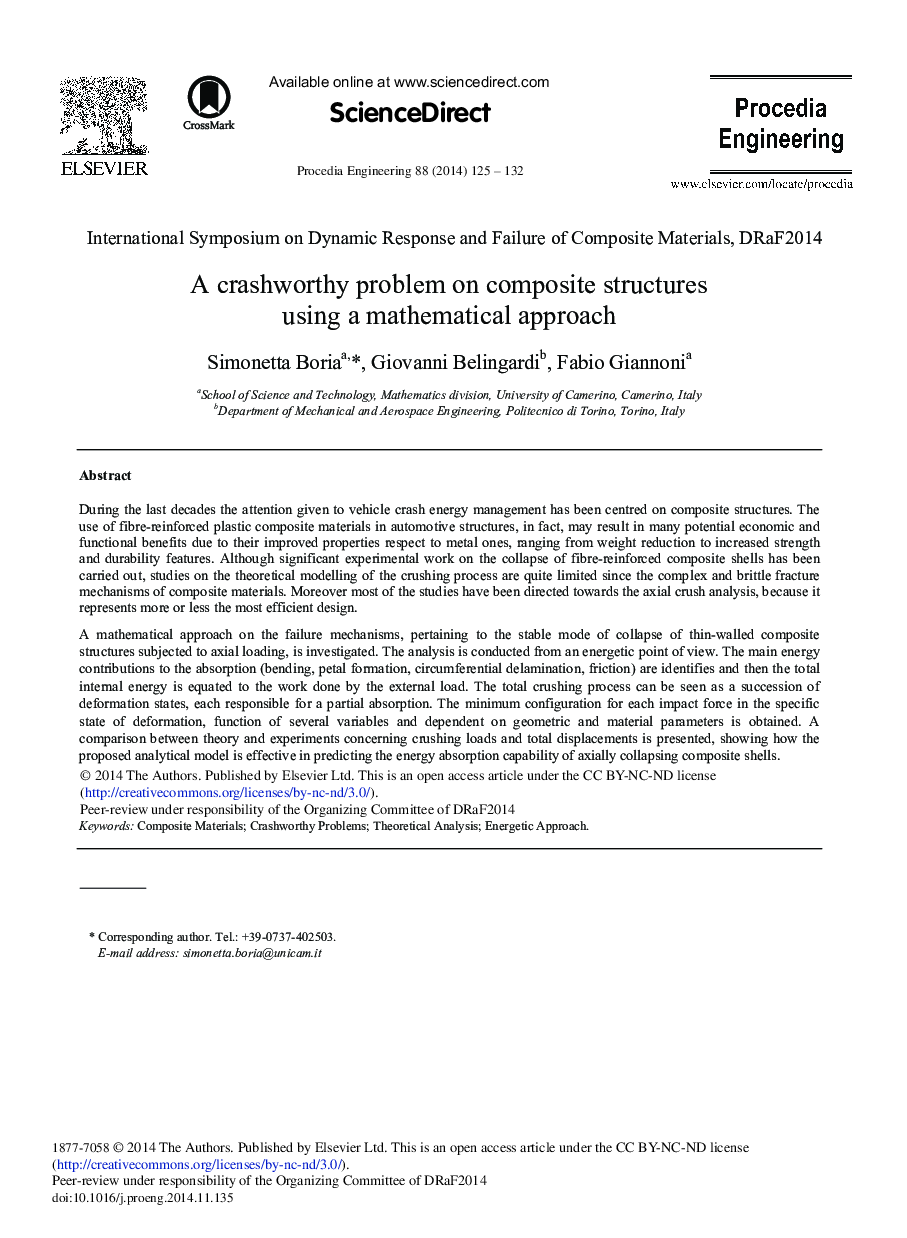 A Crashworthy Problem on Composite Structures Using a Mathematical Approach 