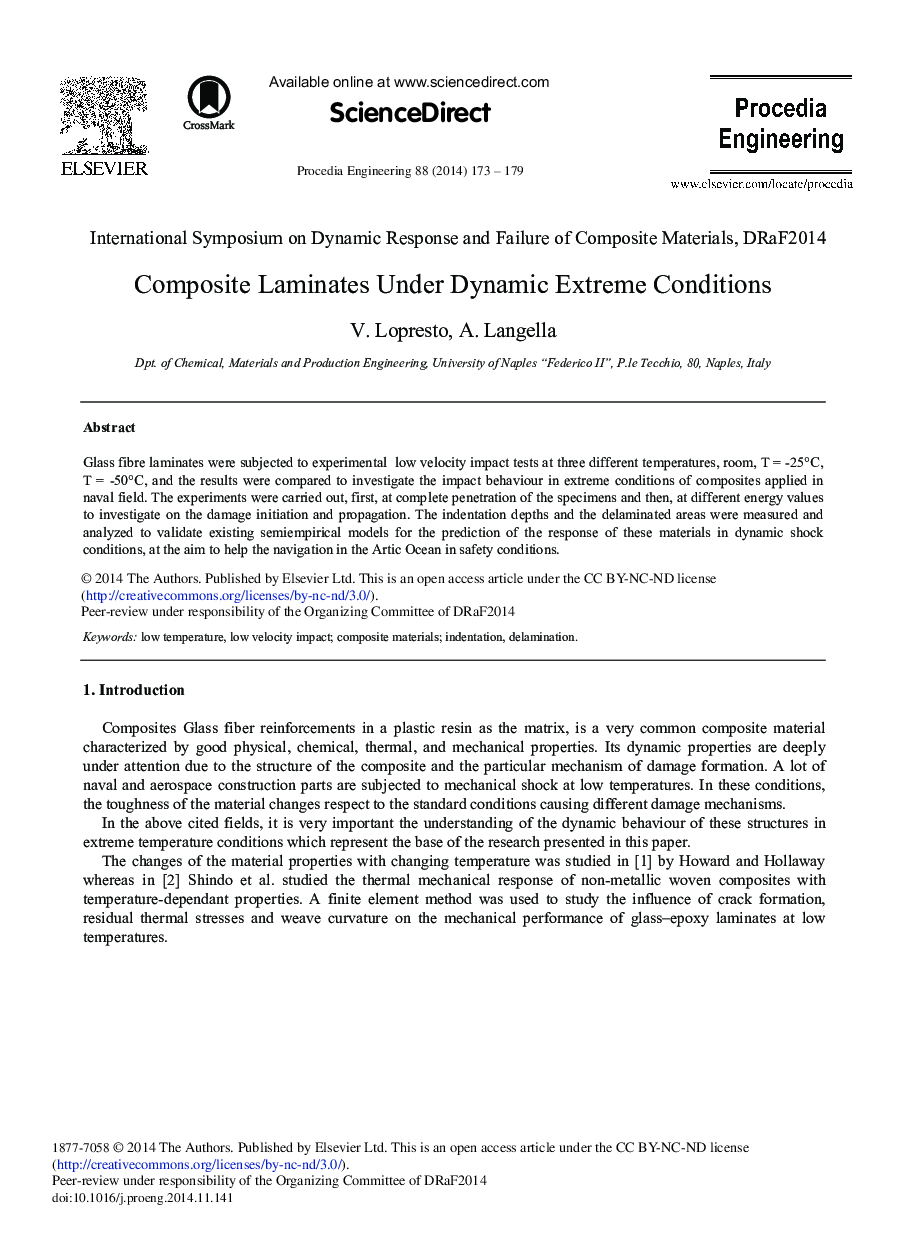 Composite Laminates under Dynamic Extreme Conditions 