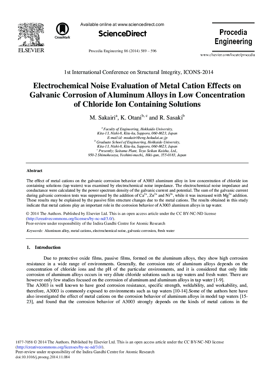 Electrochemical Noise Evaluation of Metal Cation Effects on Galvanic Corrosion of Aluminum Alloys in Low Concentration of Chloride Ion Containing Solutions 