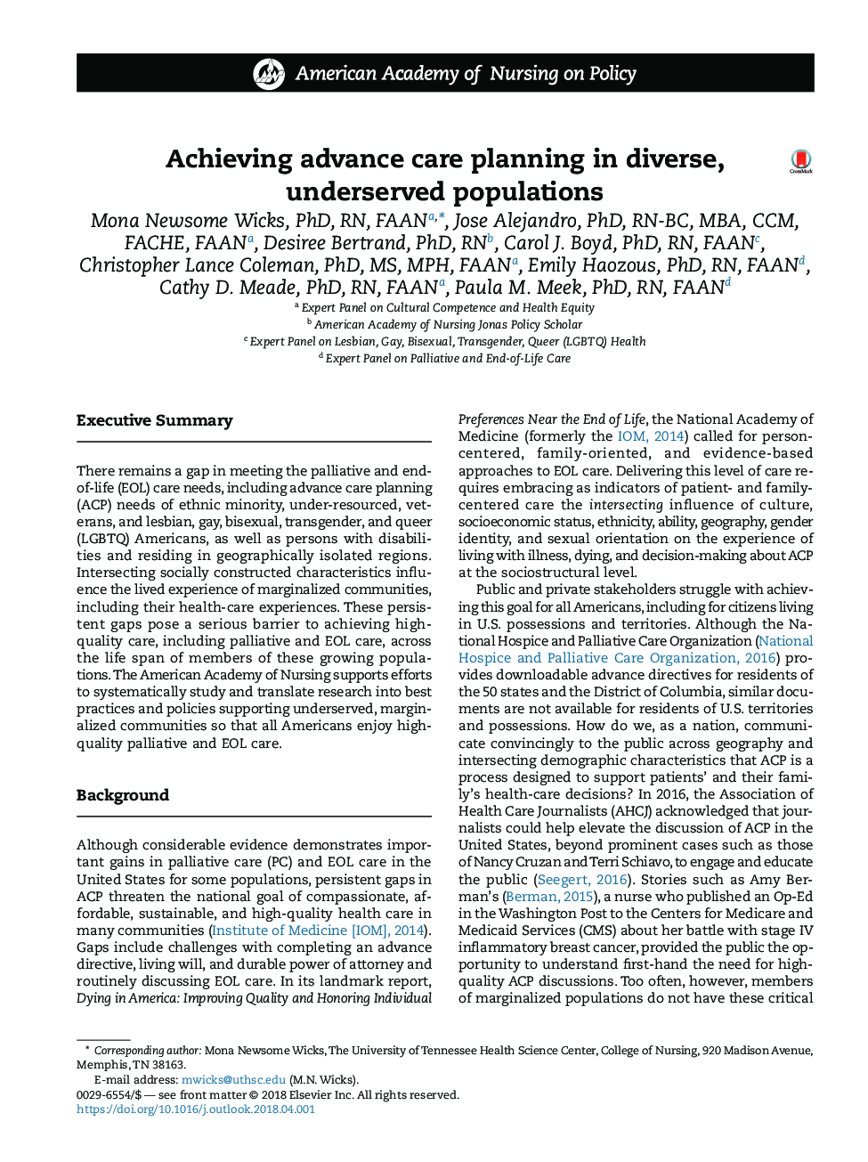 Achieving advance care planning in diverse, underserved populations