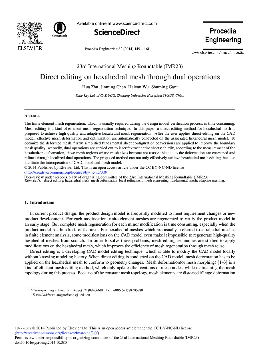 Direct Editing on Hexahedral Mesh through Dual Operations 