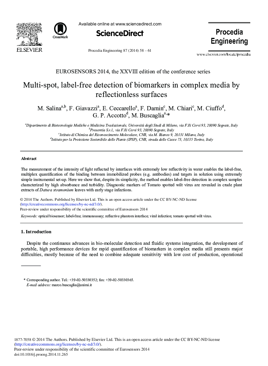 Multi-spot, Label-free Detection of Biomarkers in Complex Media by Reflectionless Surfaces 