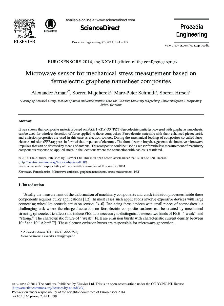 Microwave Sensor for Mechanical Stress Measurement Based on Ferroelectric Graphene Nanosheet Composites 