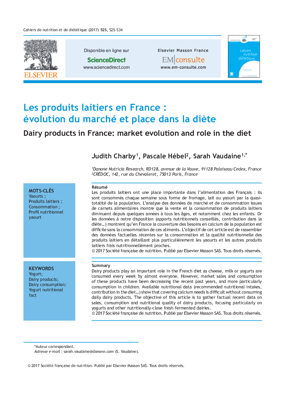 Les produits laitiers en France : évolution du marché et place dans la diÃ¨te