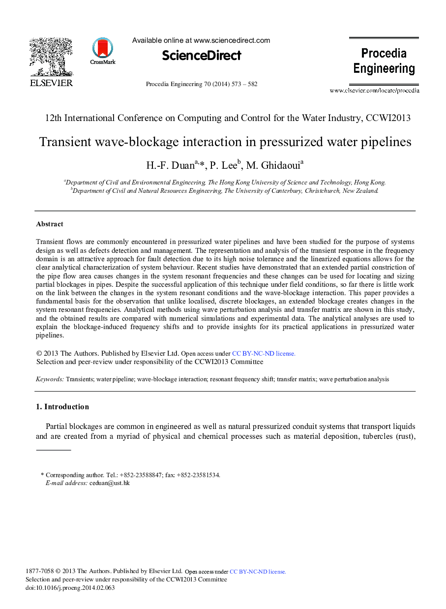 Transient Wave-blockage Interaction in Pressurized Water Pipelines 