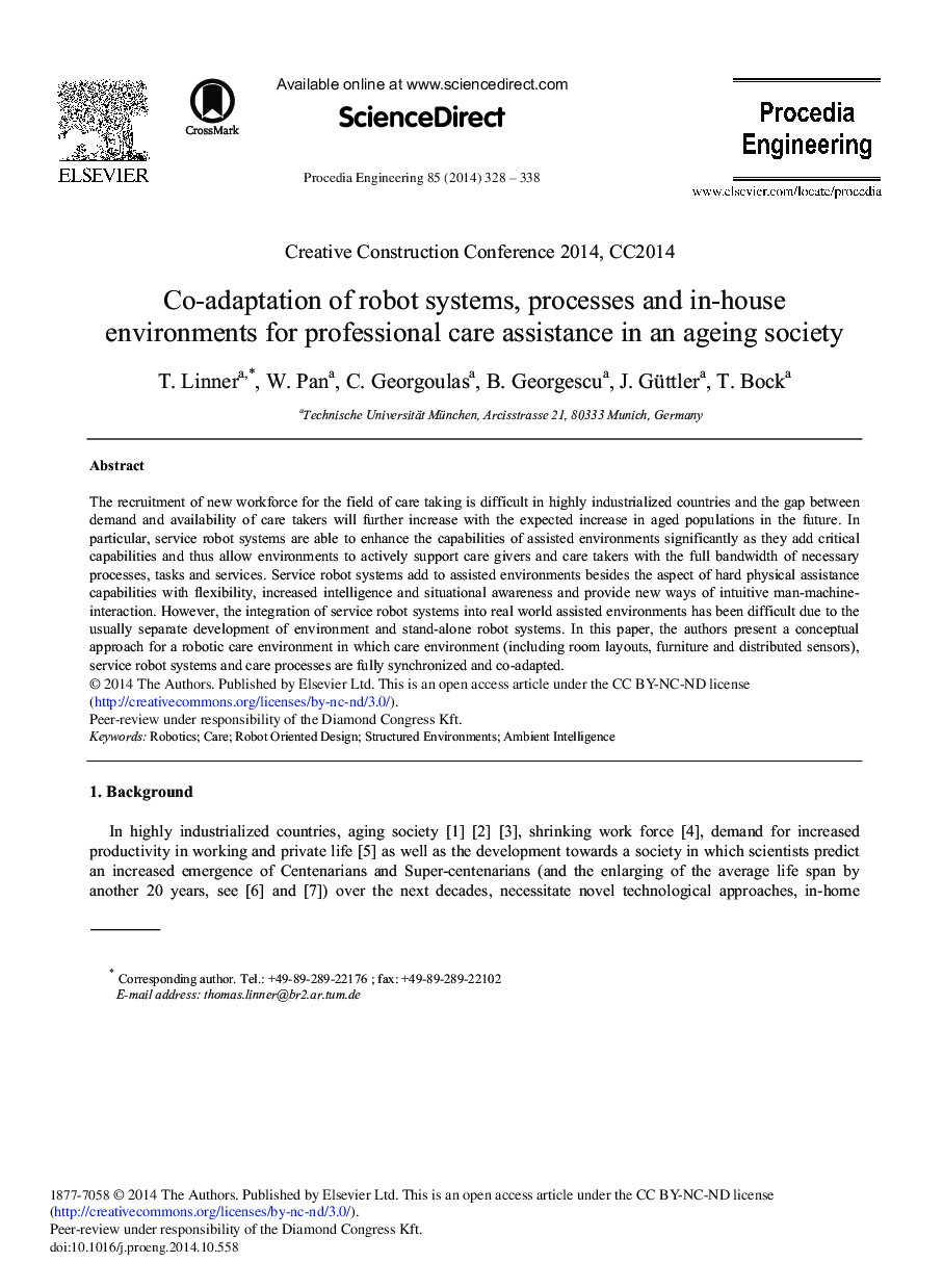 Co-adaptation of Robot Systems, Processes and In-house Environments for Professional Care Assistance in an Ageing Society 