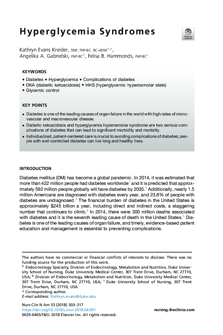 Hyperglycemia Syndromes