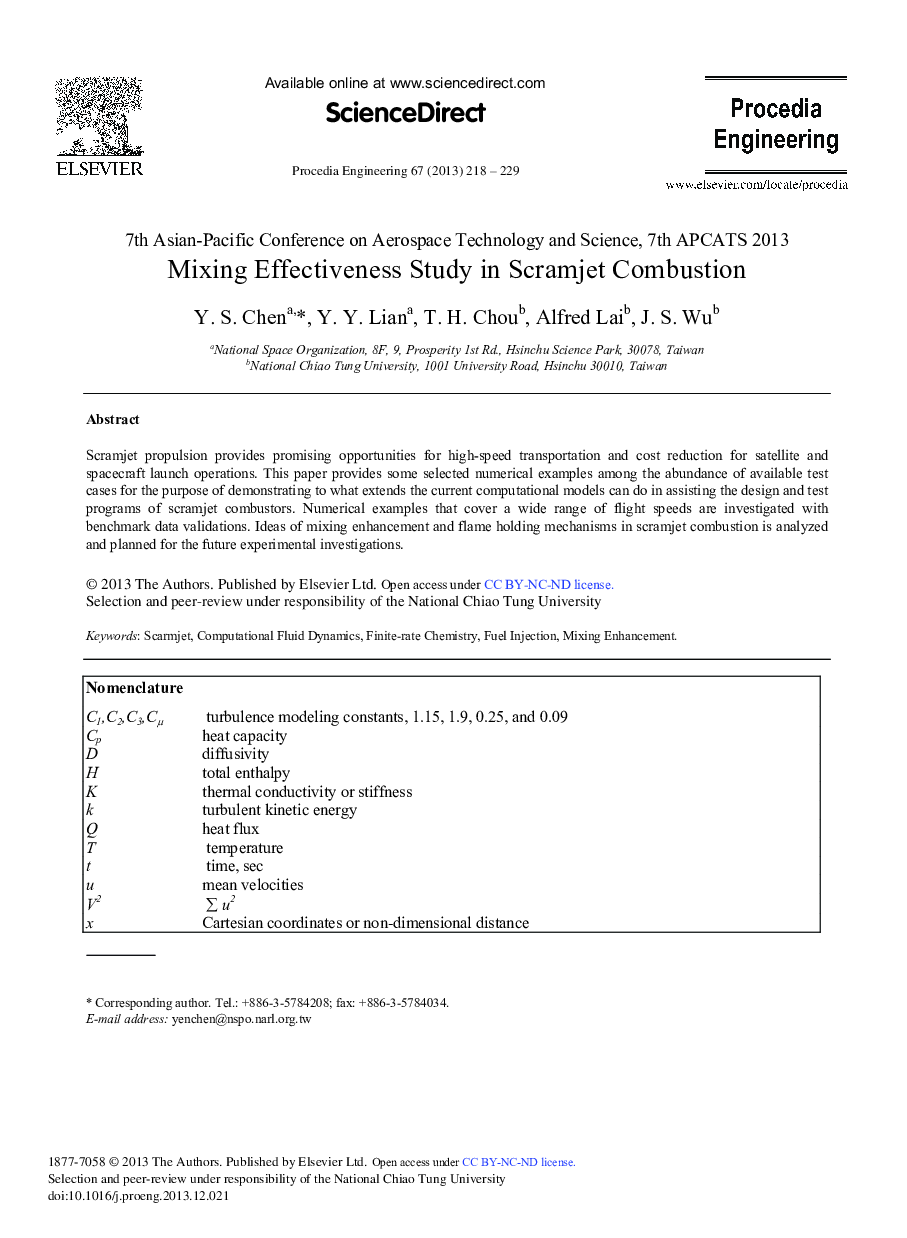 Mixing Effectiveness Study in Scramjet Combustion 