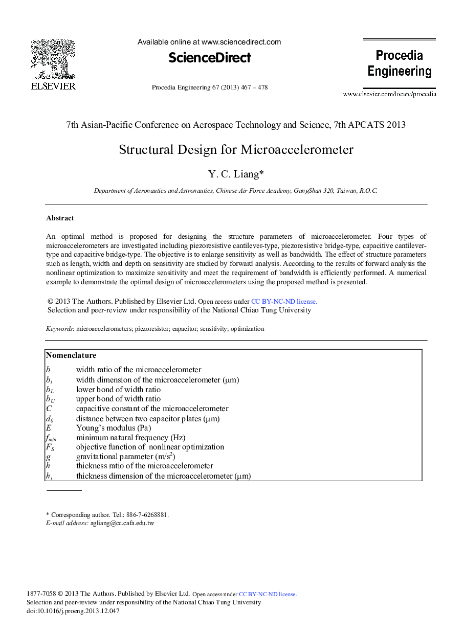 Structural Design for Microaccelerometer 