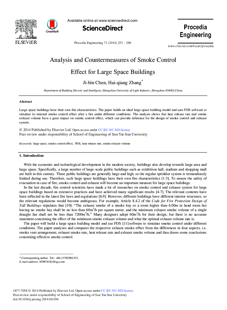 Analysis and Countermeasures of Smoke Control Effect for Large Space Buildings 