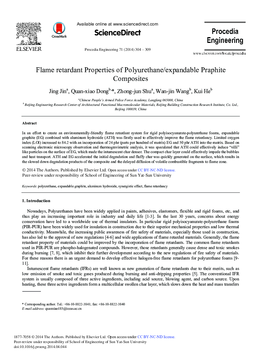 Flame Retardant Properties of Polyurethane/Expandable Praphite Composites 