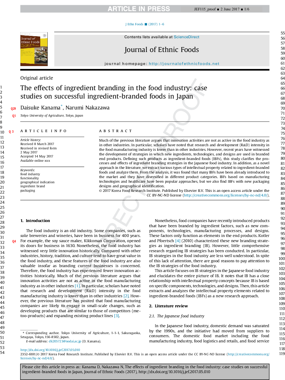 The effects of ingredient branding in the food industry: case studiesÂ onÂ successful ingredient-branded foods in Japan