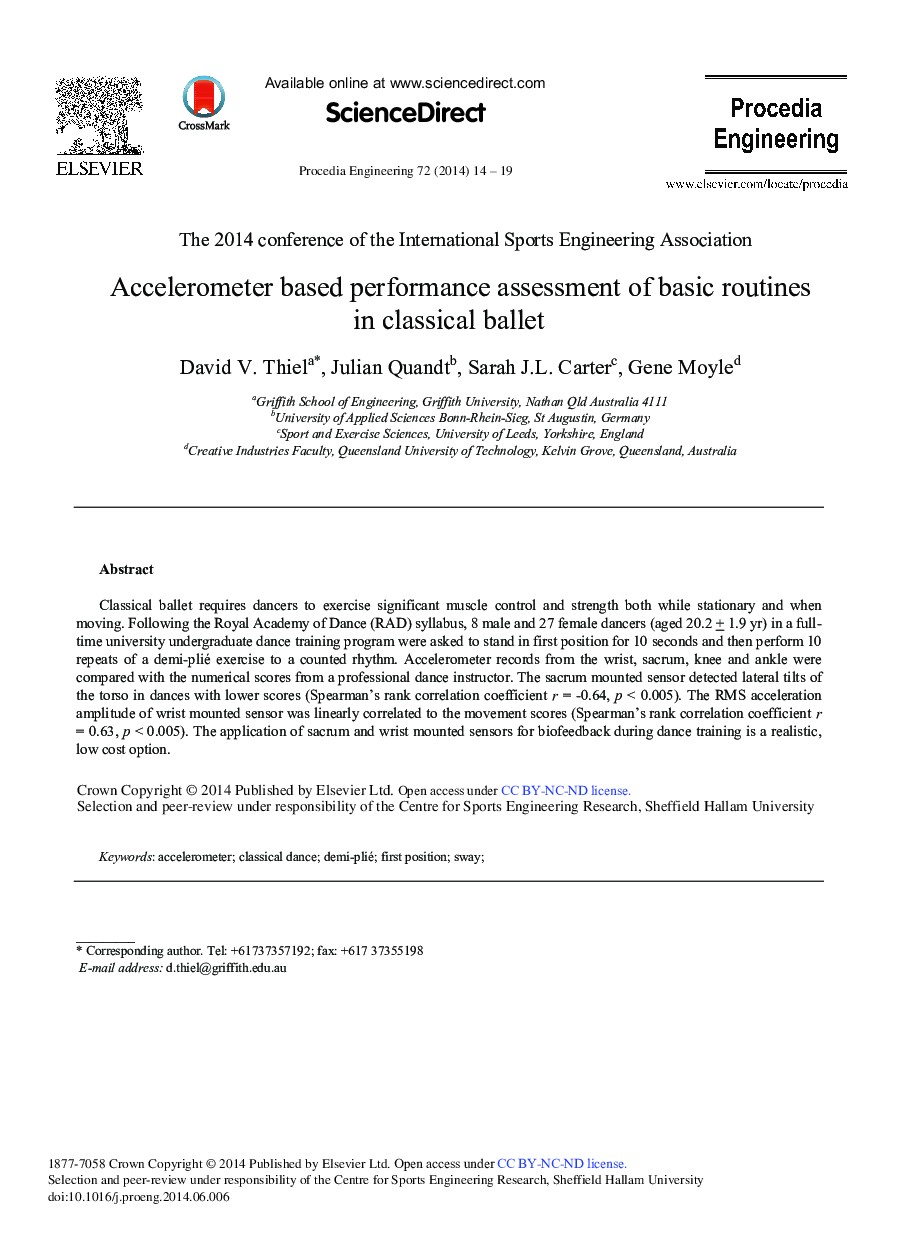 Accelerometer based Performance Assessment of Basic Routines in Classical Ballet 