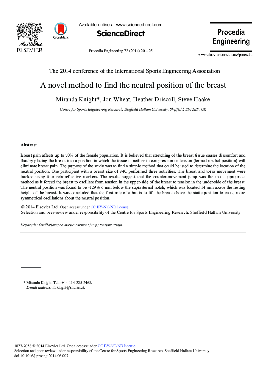 A Novel Method to Find the Neutral Position of the Breast 