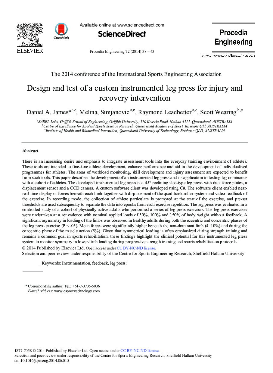 Design and Test of a Custom Instrumented Leg Press for Injury and Recovery Intervention 