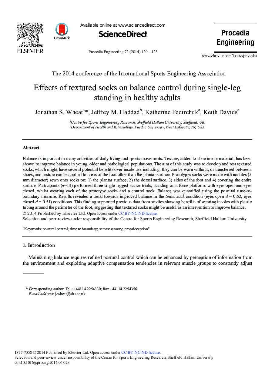 Effects of Textured Socks on Balance Control During Single-leg Standing in Healthy Adults 