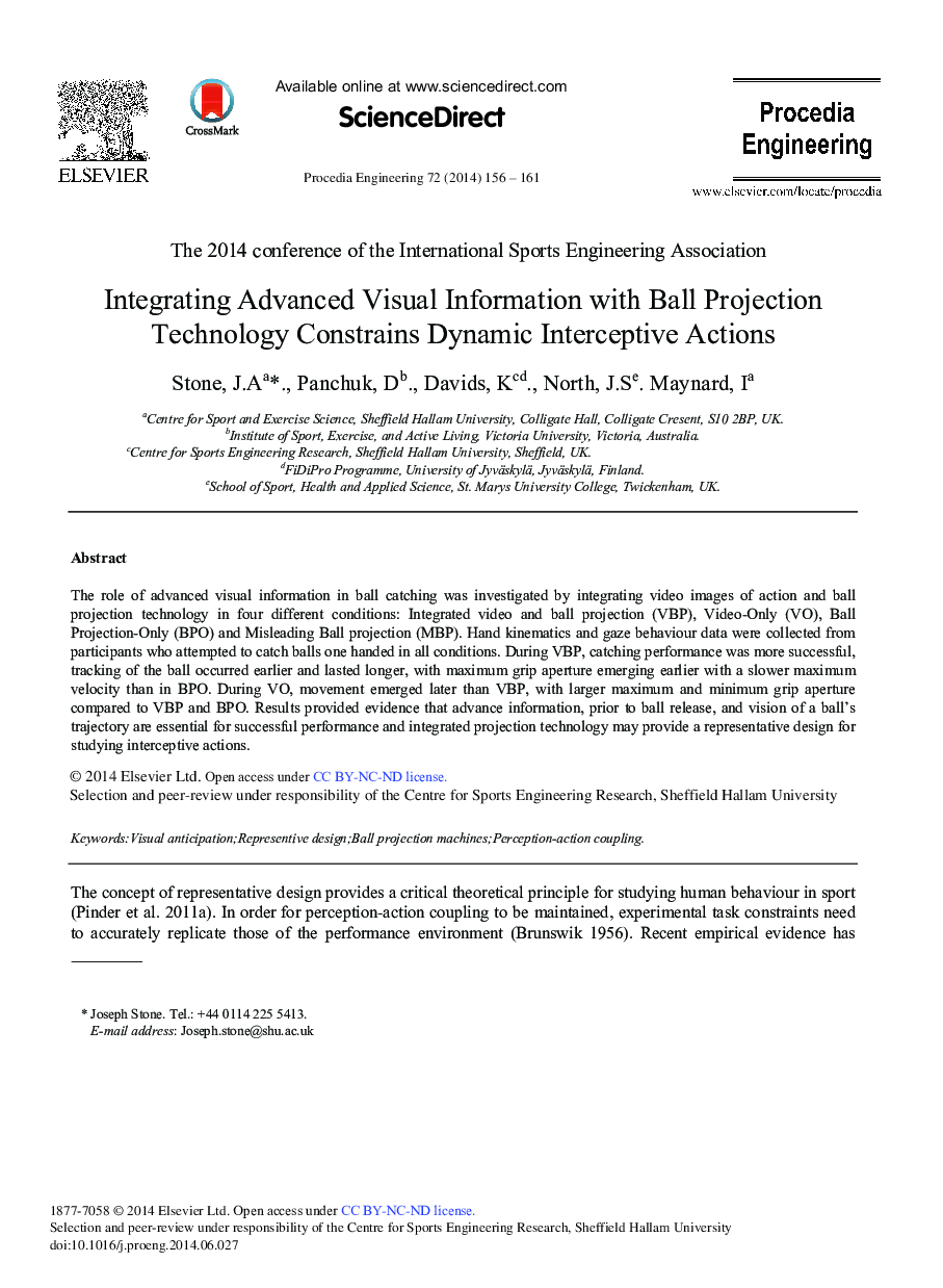 Integrating Advanced Visual Information with Ball Projection Technology Constrains Dynamic Interceptive Actions 