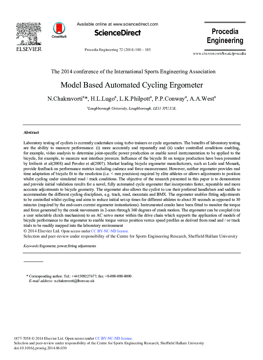 Model based Automated Cycling Ergometer 