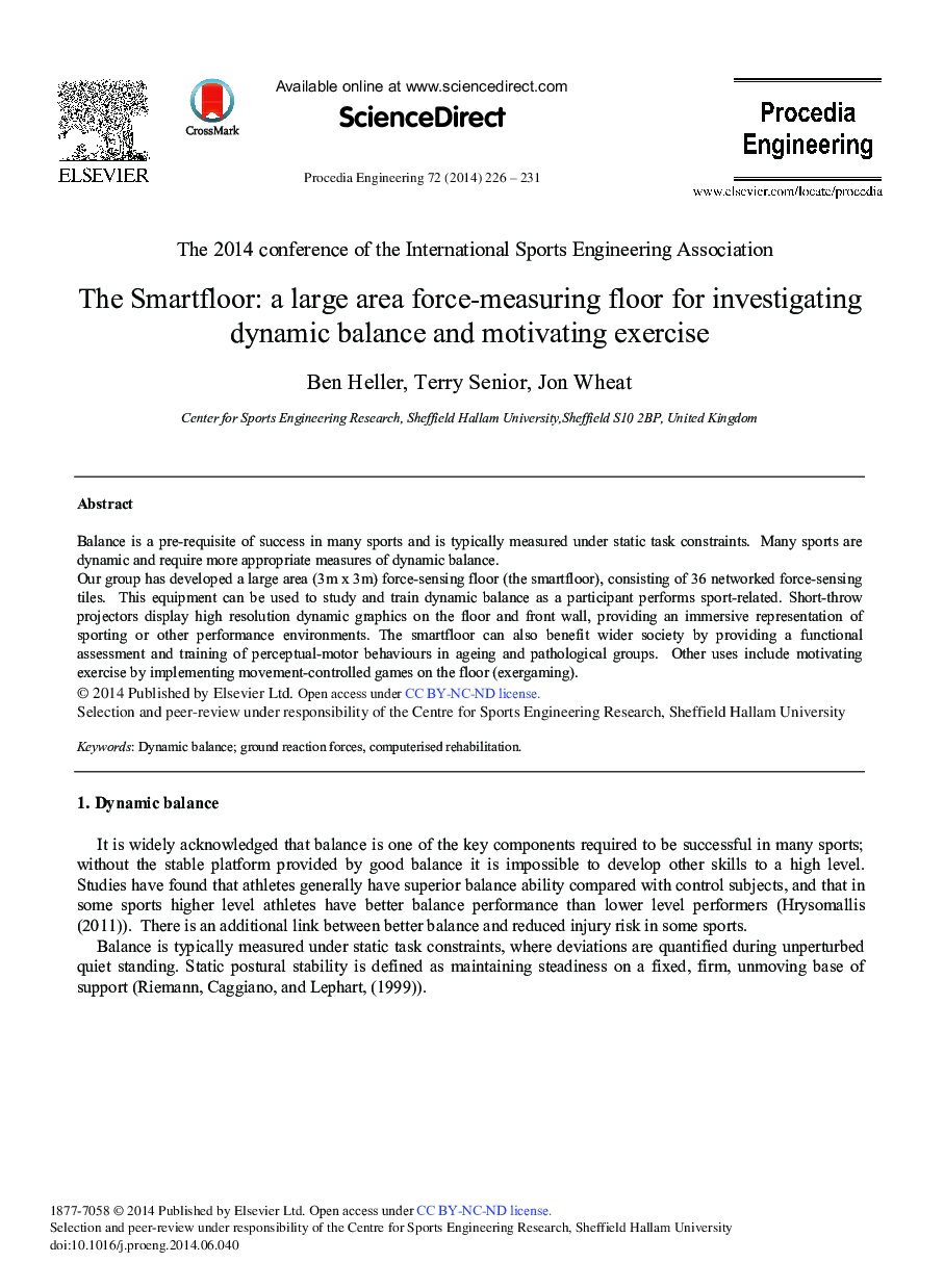 The Smartfloor: A Large Area Force-measuring Floor for Investigating Dynamic Balance and Motivating Exercise 