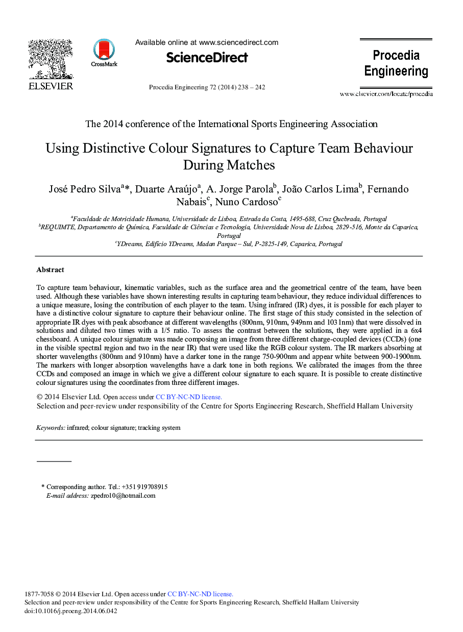 Using Distinctive Colour Signatures to Capture Team Behaviour During Matches 