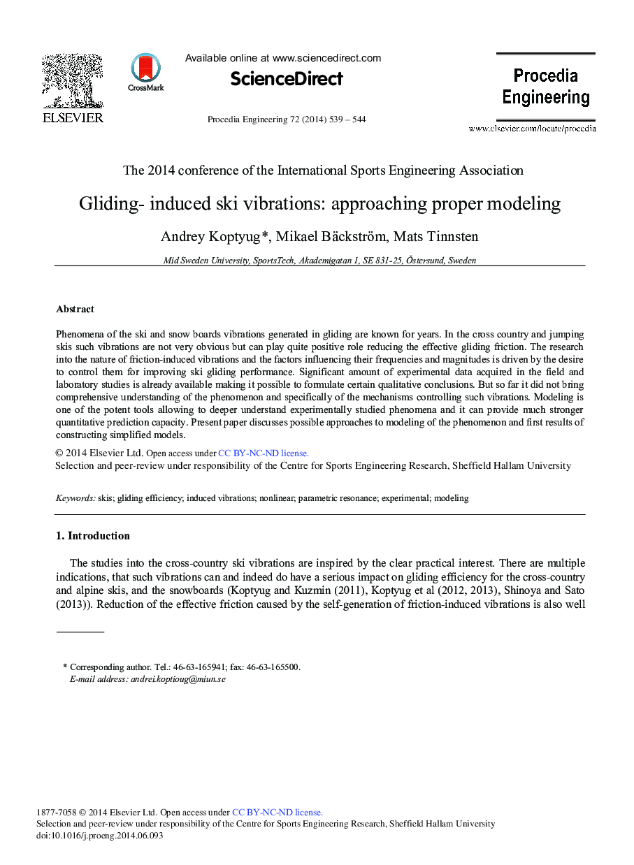 Gliding-induced Ski Vibrations: Approaching Proper Modeling 