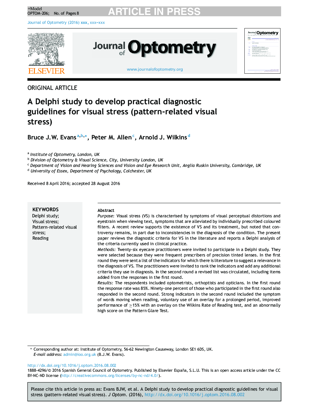 یک مطالعه دلفی برای توسعه دستورالعمل های تشخیصی عملی برای استرس بصری (استرس بصری مرتبط با الگو) 