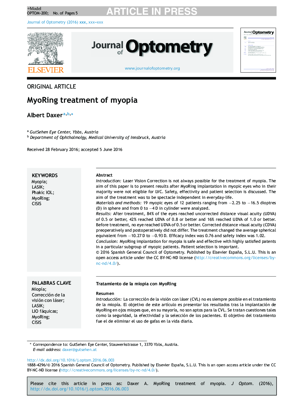 MyoRing treatment of myopia