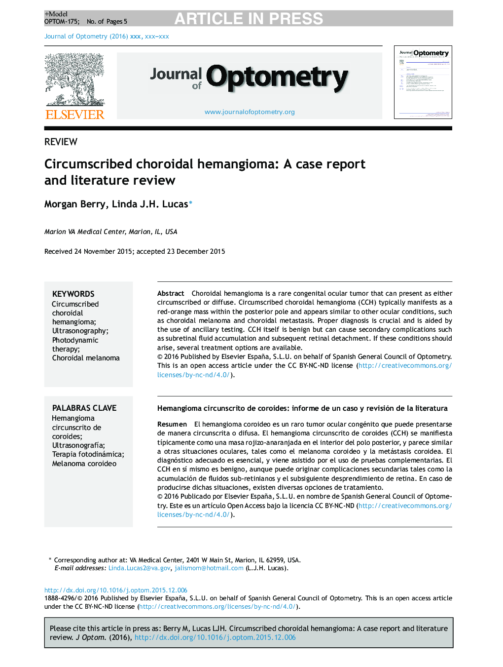 Circumscribed choroidal hemangioma: A case report and literature review