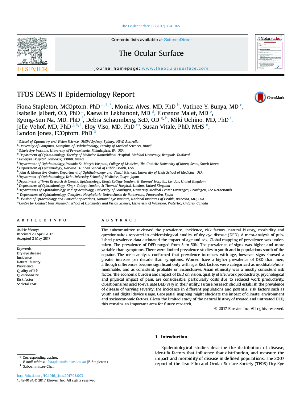 TFOS DEWS II Epidemiology Report