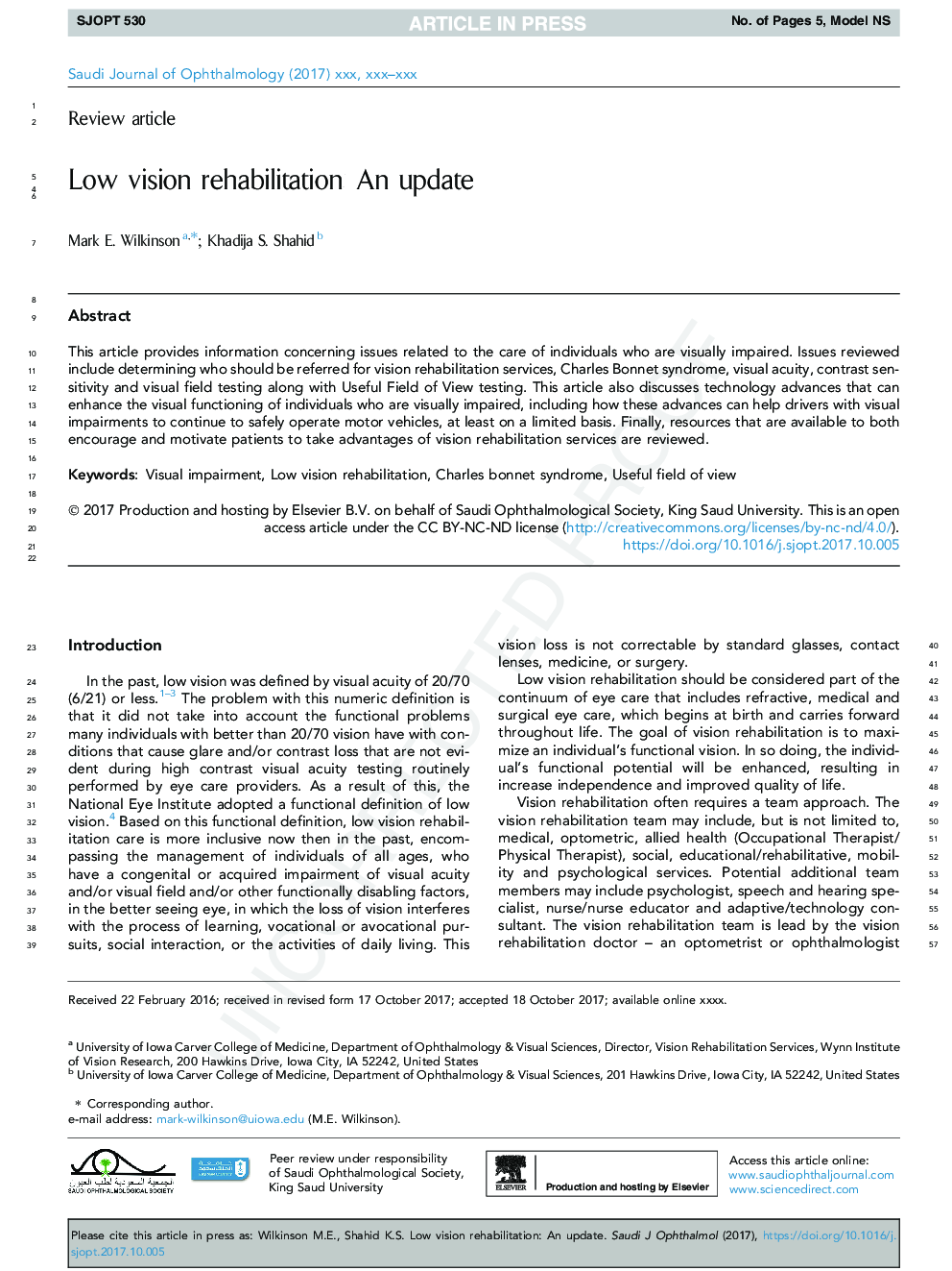 Low vision rehabilitation: An update