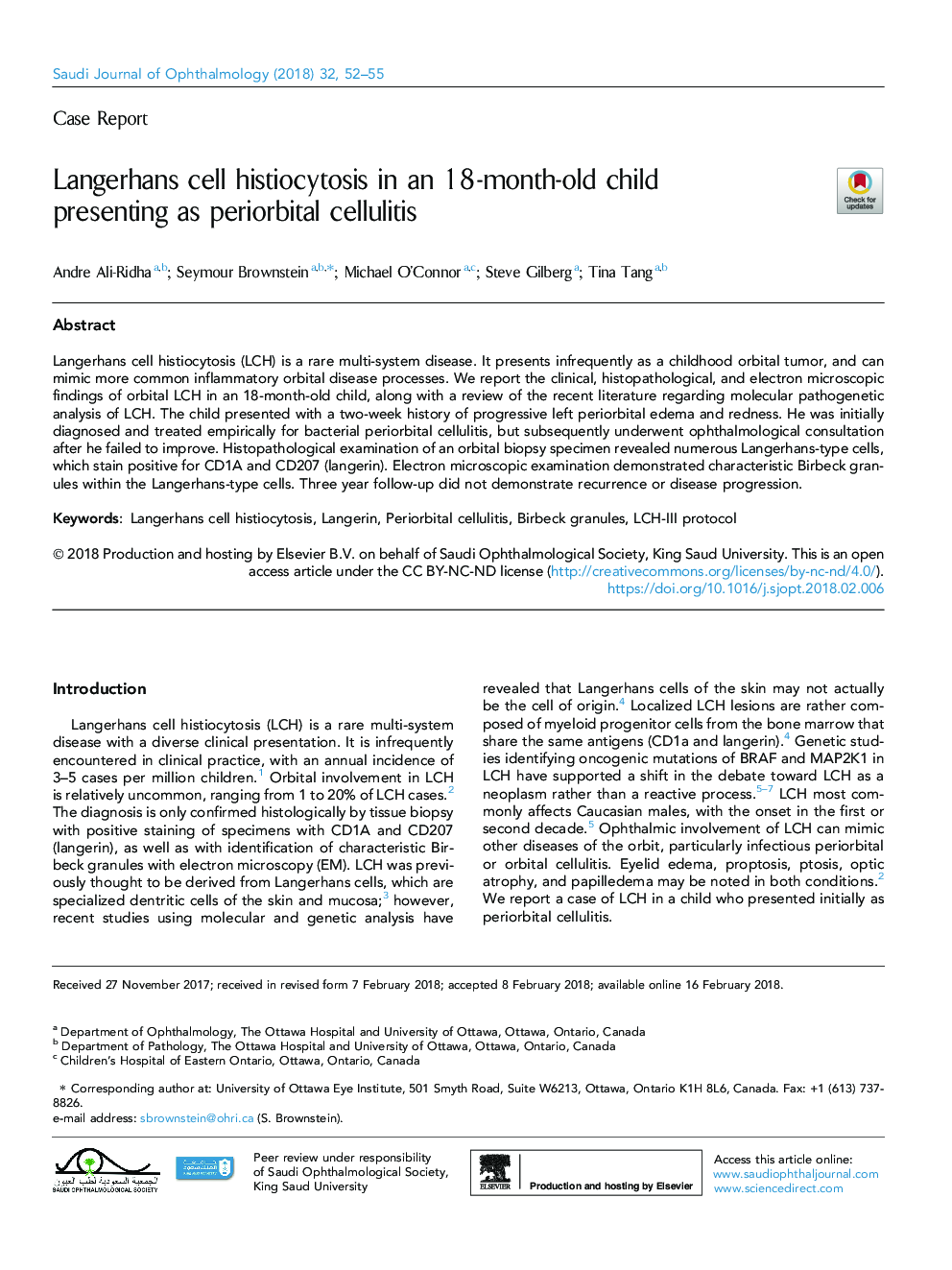 Langerhans cell histiocytosis in an 18-month-old child presenting as periorbital cellulitis