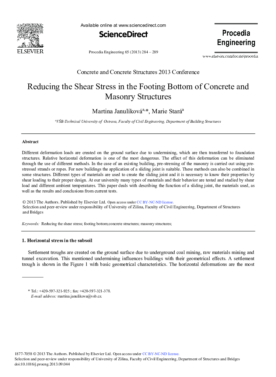 Reducing the Shear Stress in the Footing Bottom of Concrete and Masonry Structures 