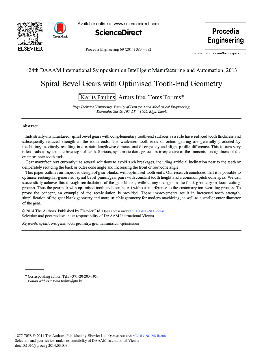 Spiral Bevel Gears with Optimised Tooth-end Geometry 