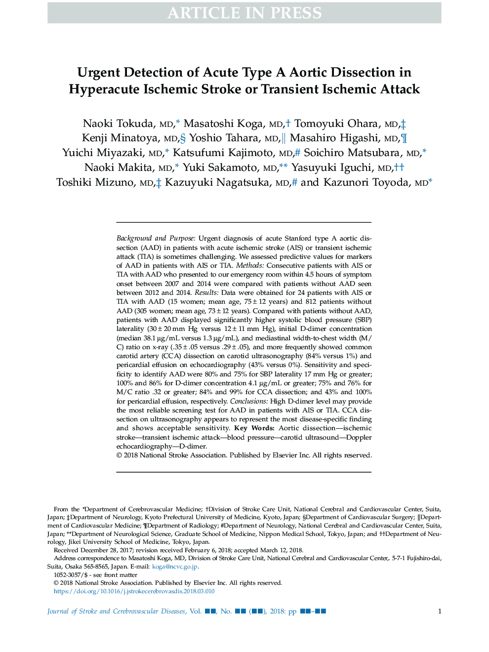 Urgent Detection of Acute Type A Aortic Dissection in Hyperacute Ischemic Stroke or Transient Ischemic Attack