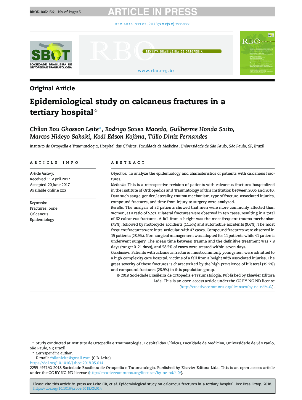 Epidemiological study on calcaneus fractures in a tertiary hospital