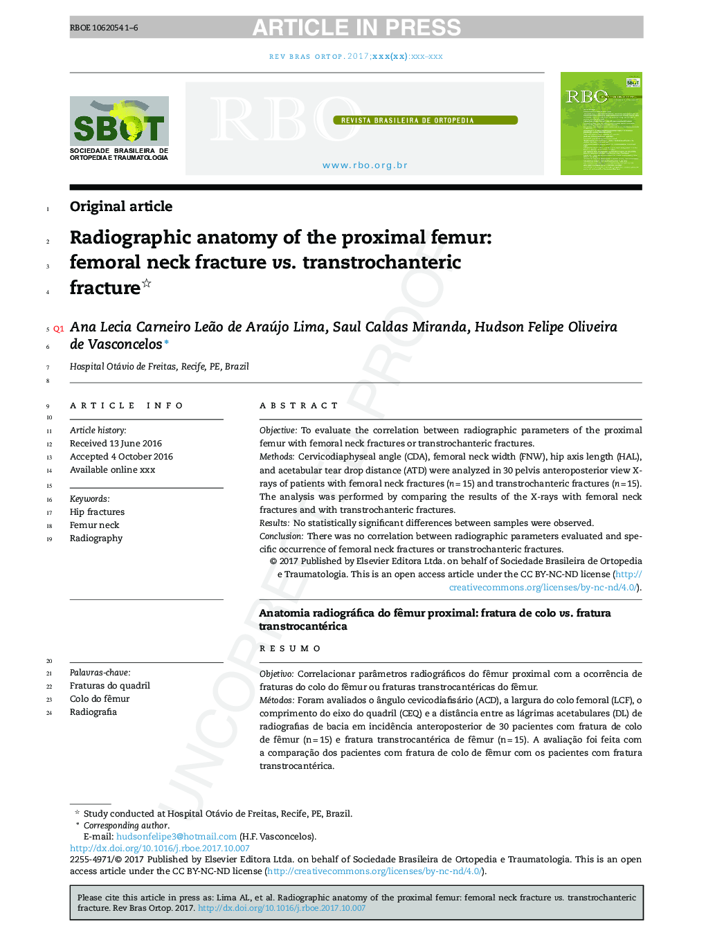 Radiographic anatomy of the proximal femur: femoral neck fracture vs. transtrochanteric fracture