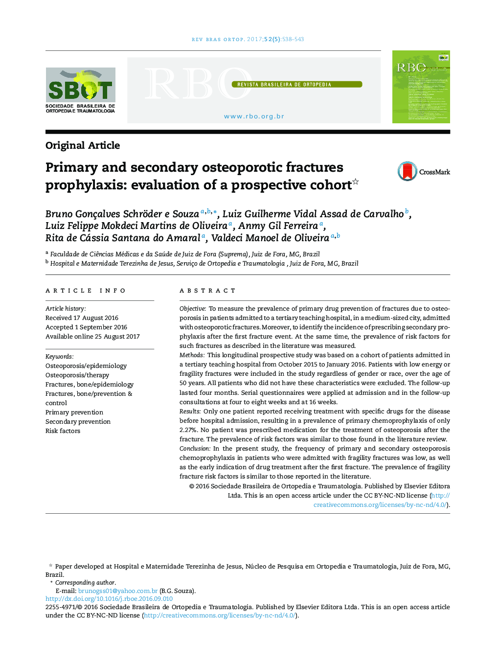 Primary and secondary osteoporotic fractures prophylaxis: evaluation of a prospective cohort
