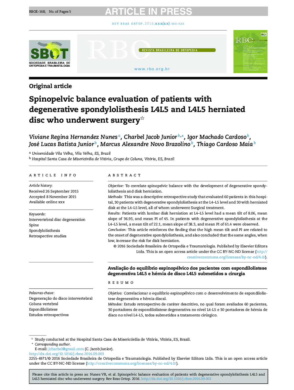 Spinopelvic balance evaluation of patients with degenerative spondylolisthesis L4L5 and L4L5 herniated disc who underwent surgery