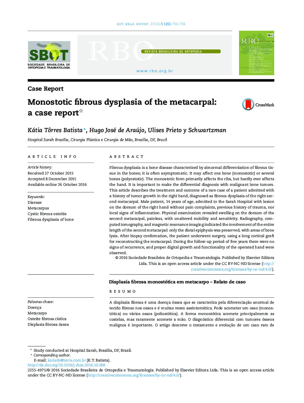 Monostotic fibrous dysplasia of the metacarpal: a case report