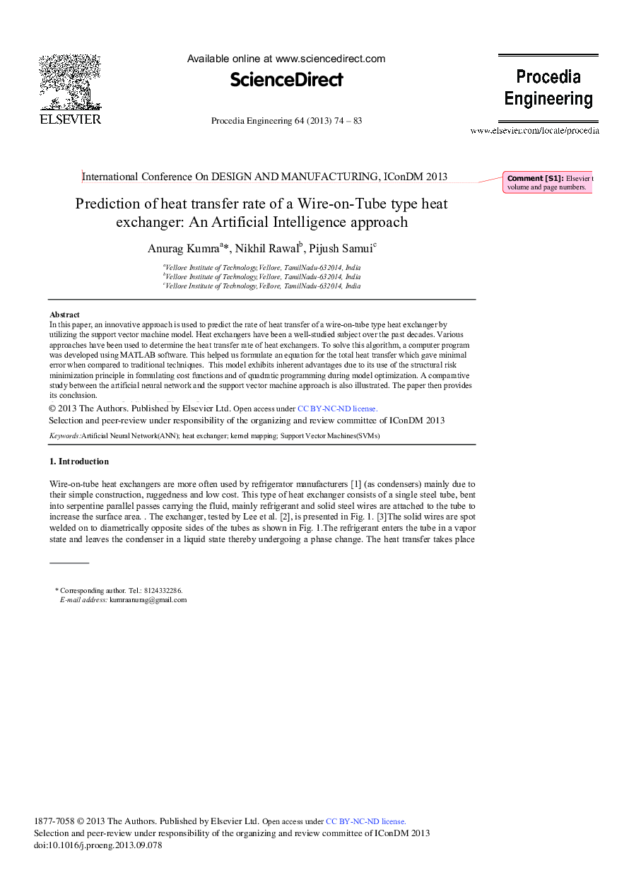 Prediction of Heat Transfer Rate of a Wire-on-Tube Type Heat Exchanger: An Artificial Intelligence Approach 