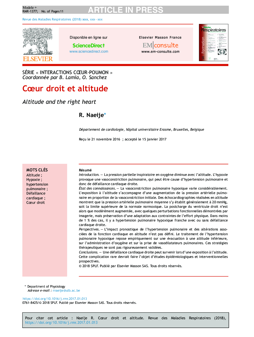 CÅur droit et altitude